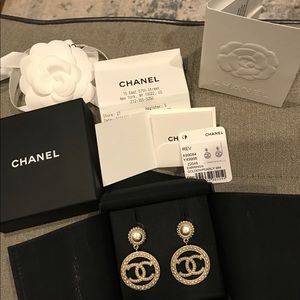 Chanel Golden/Pearly White Earrings